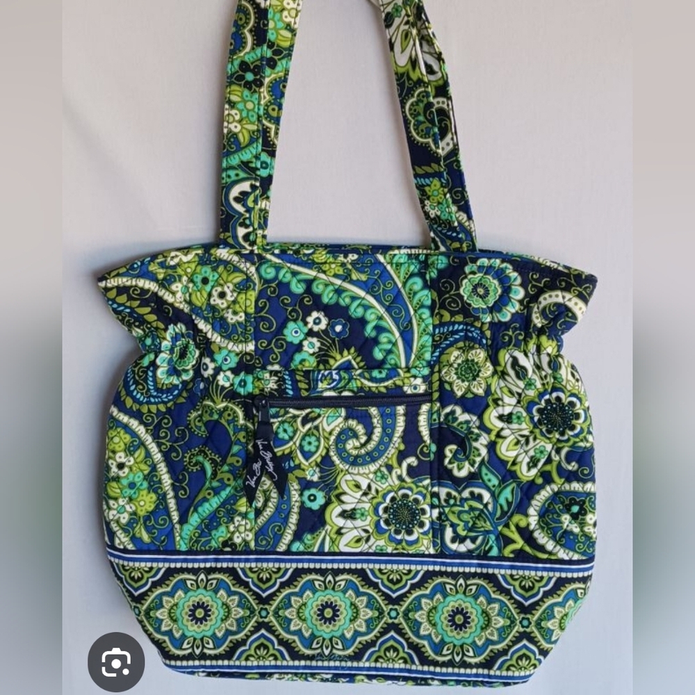 Vera Bradley Green and Blue Quilted Cotton Tote